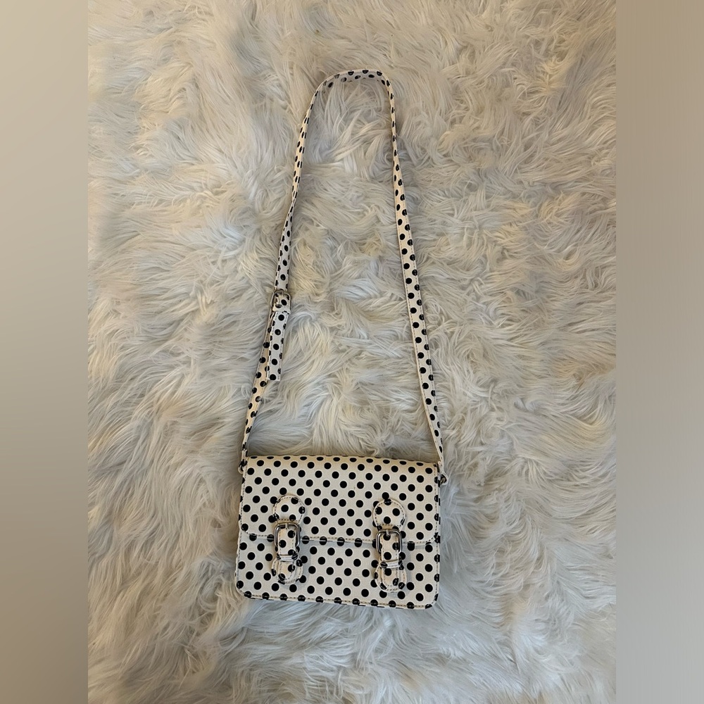 Forever 21 white and black polka dot purse